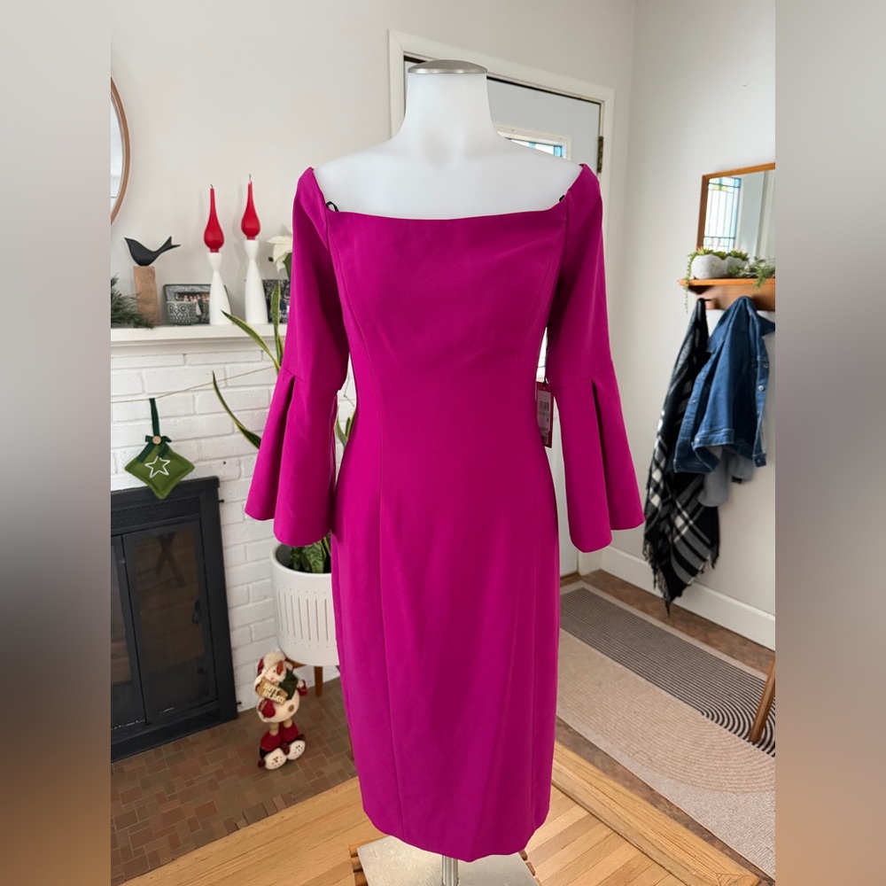 Vince Camuto Fuschia Dress bell sleeves sz 8